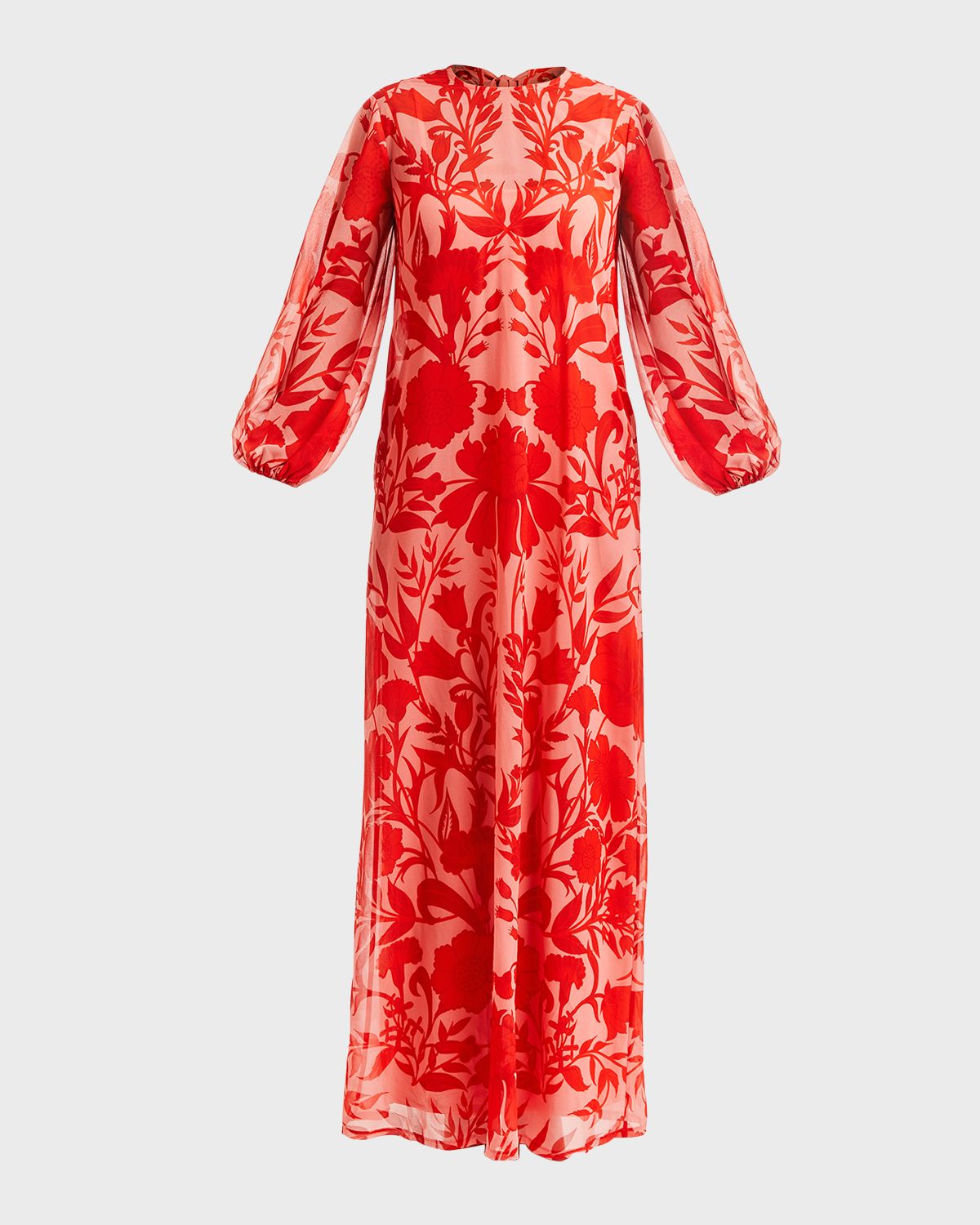 Mestiza New York Luzon Blouson-Sleeve Floral-Print Chiffon Gown