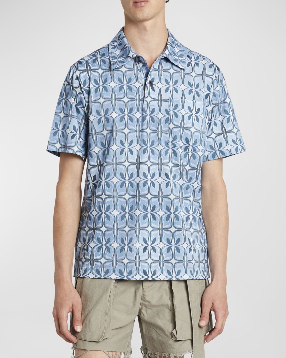 Dries Van Noten Men 's Helder Printed Polo Shirt
