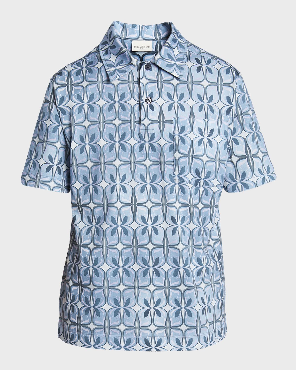 Dries Van Noten Men 's Helder Printed Polo Shirt