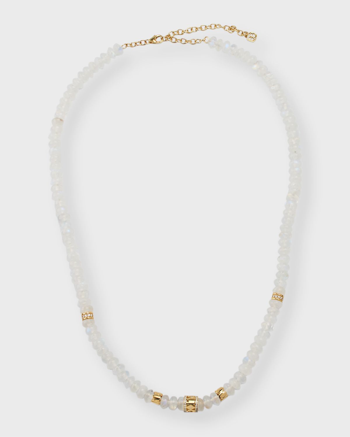 Sydney Evan Gold & Diamond Multi-Rondelle Rainbow Moonstone Necklace