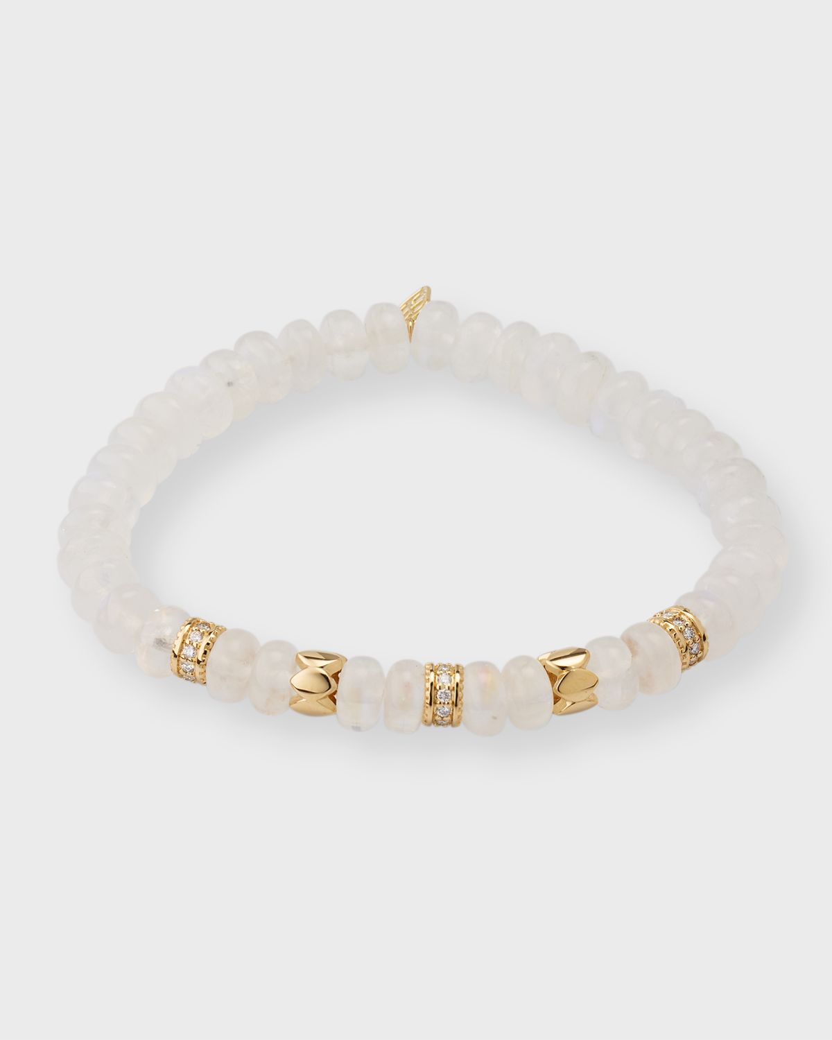 Sydney Evan 14K Yellow Gold Moonstone Bead Bracelet with Diamonds