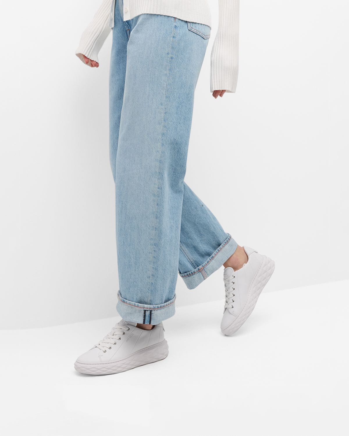 Jimmy Choo Diamond Leather Low-Top Sneakers