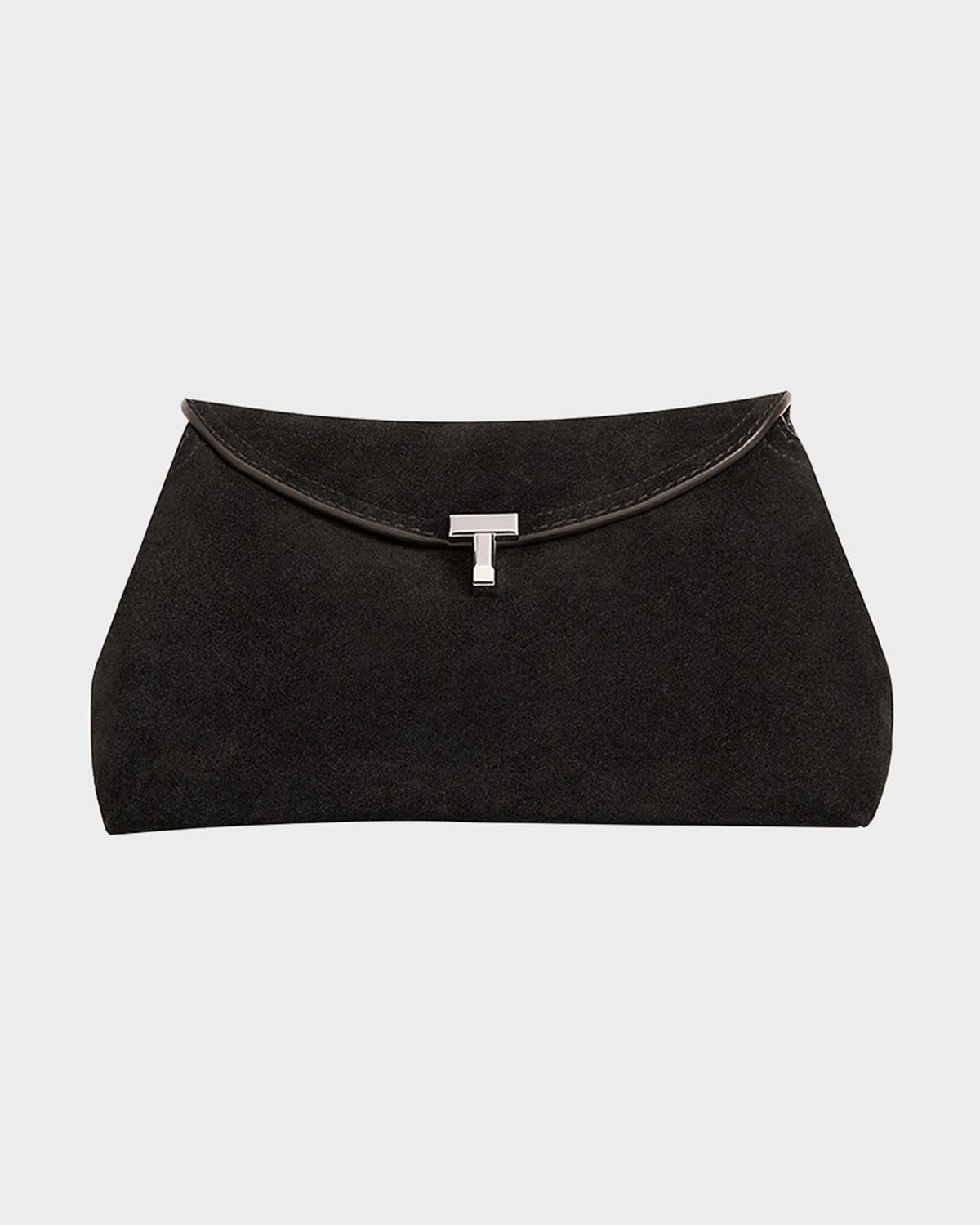 Toteme T-Lock Clutch Bag in Smooth Suede