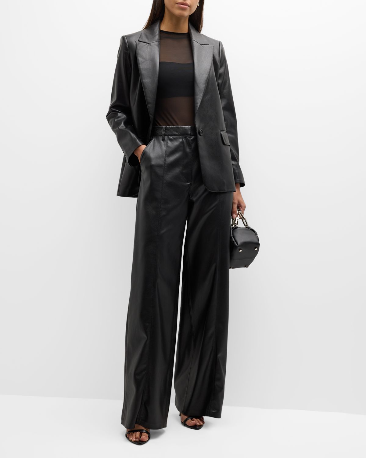 ALICE + OLIVIA Denny Vegan Leather Boyfriend Blazer