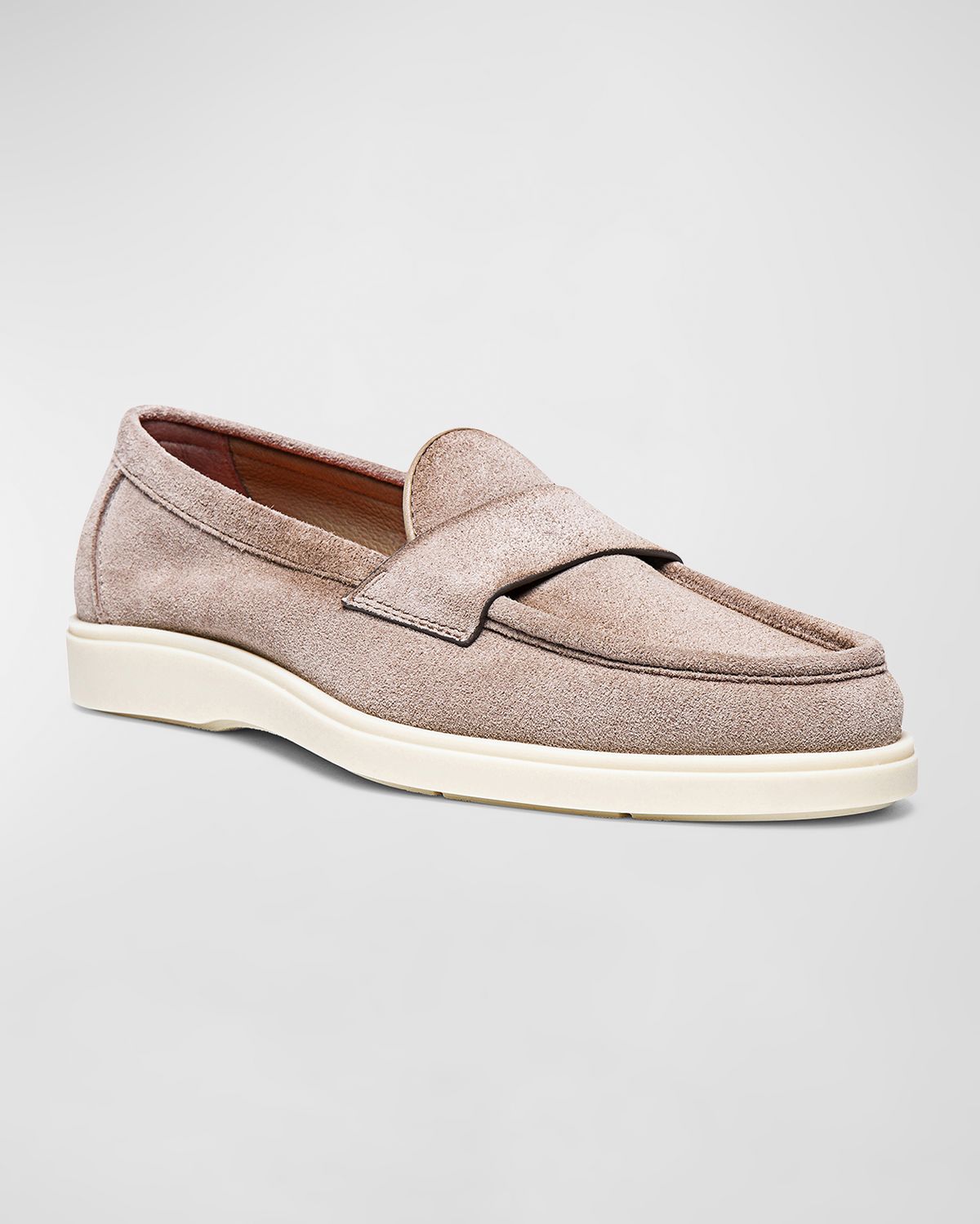 Santoni Men 's Detroit Suede Rubber-Sole Penny Loafers