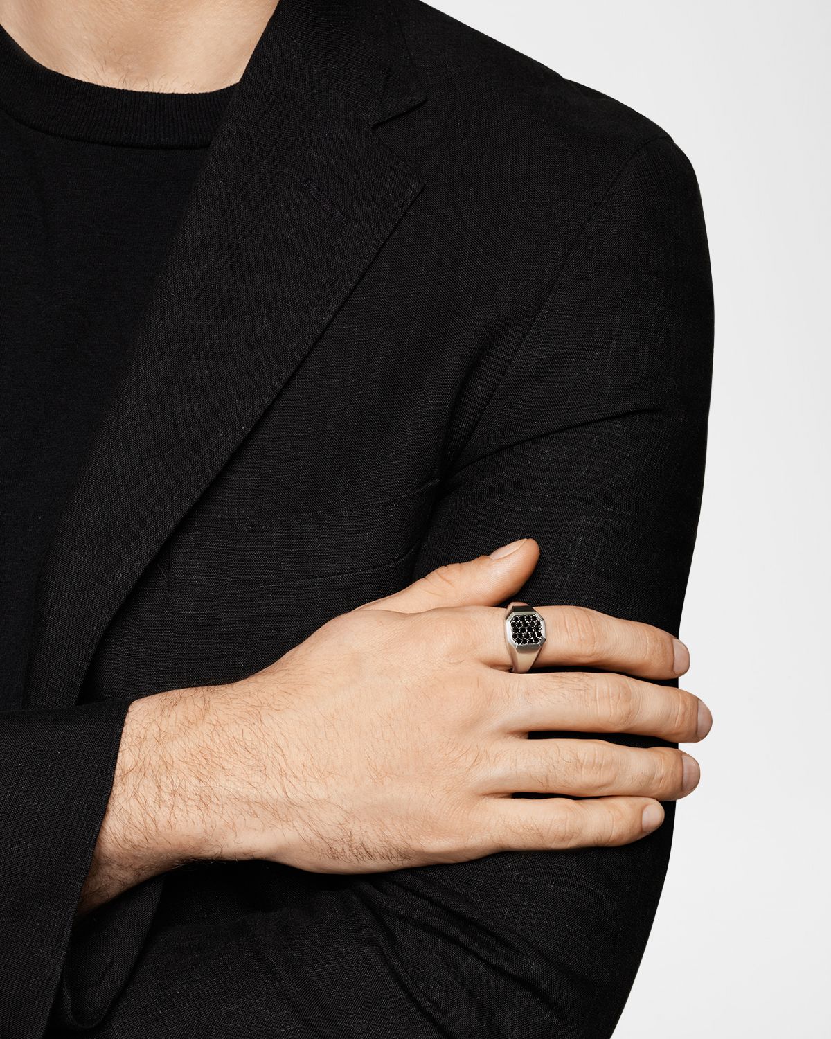 David Yurman Men 's Streamline Signet Ring with Diamonds in Silver, 14mm