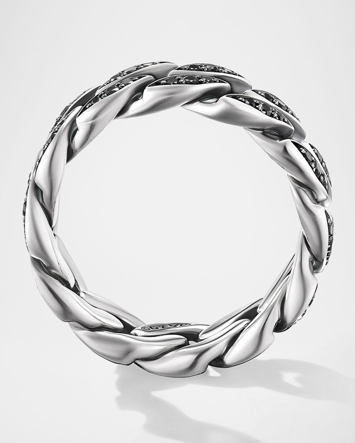 David Yurman Men 's Curb Chain Ring in Silver with Diamonds, 8mm