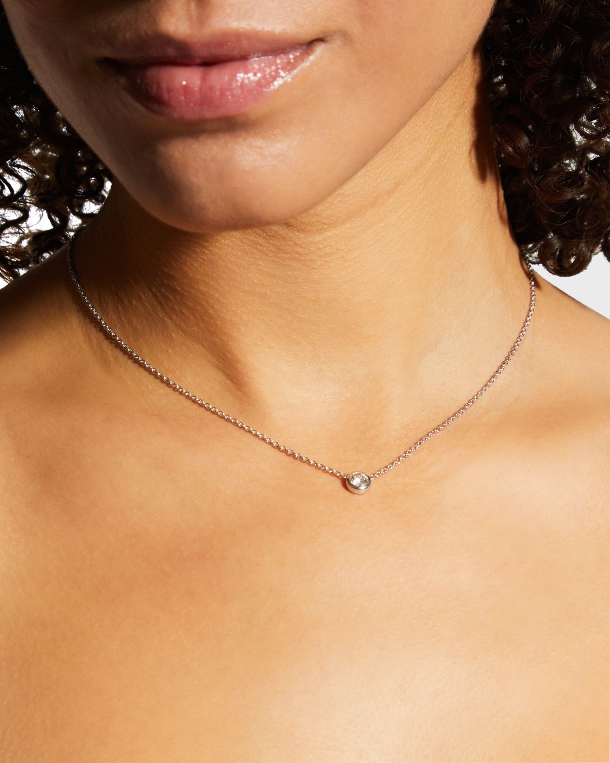 Roberto Coin 18K Gold Single Diamond Bezel Necklace