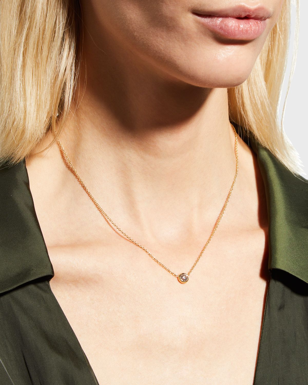 Roberto Coin 18K Gold Single Diamond Bezel Necklace