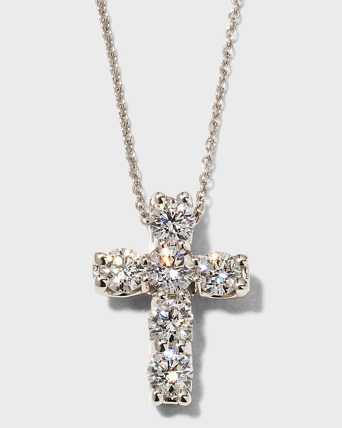 Roberto Coin 18k Diamond Square-Set Cross Pendant Necklace