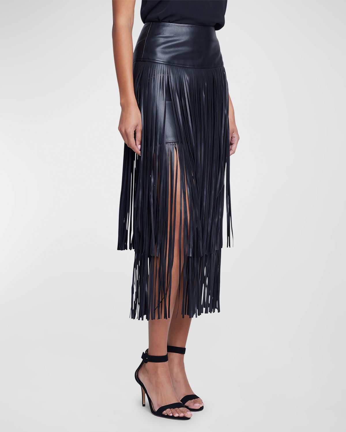 L 'Agence Karolina Faux Leather Fringe Skirt | Thumbnail 5