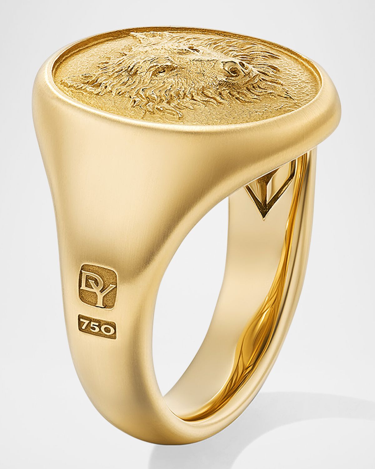David Yurman Men 's Petrvs Wolf Signet Ring in 18K Gold, 21.5mm