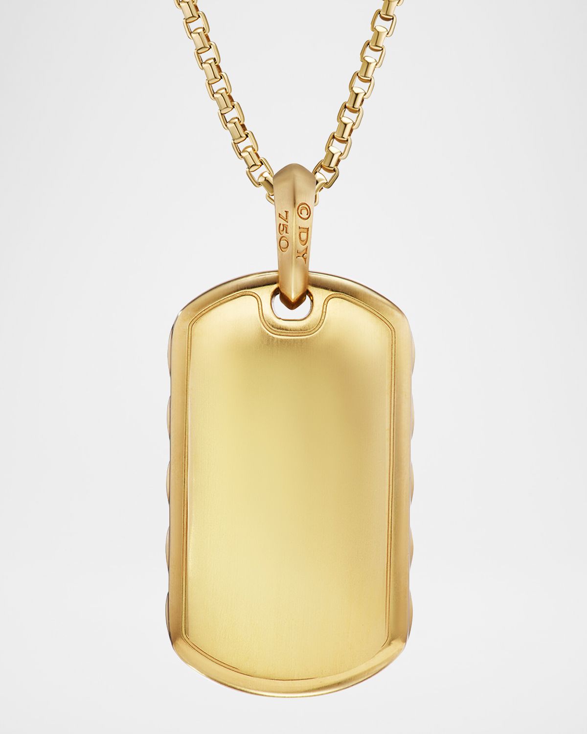 David Yurman Men 's Sculpted Cable Tag in 18K Gold with Diamonds, 35mm