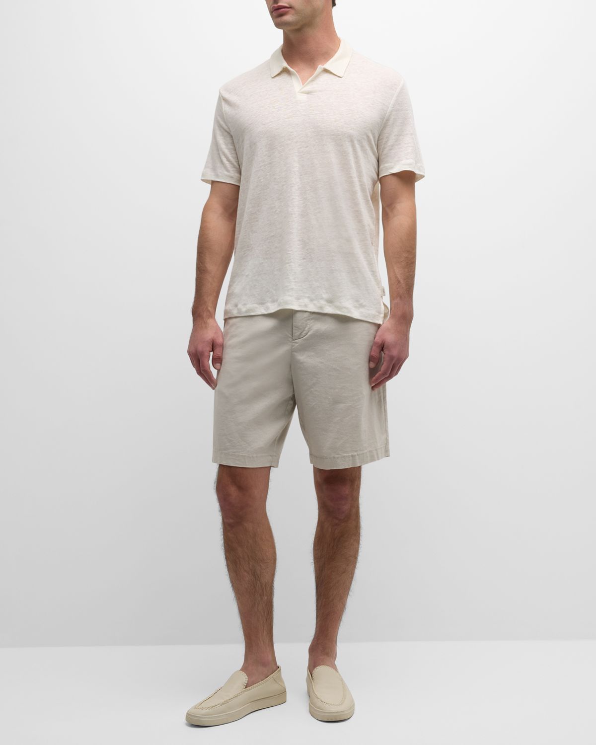 Onia Men 's Shaun Linen Johnny Collar Polo Shirt