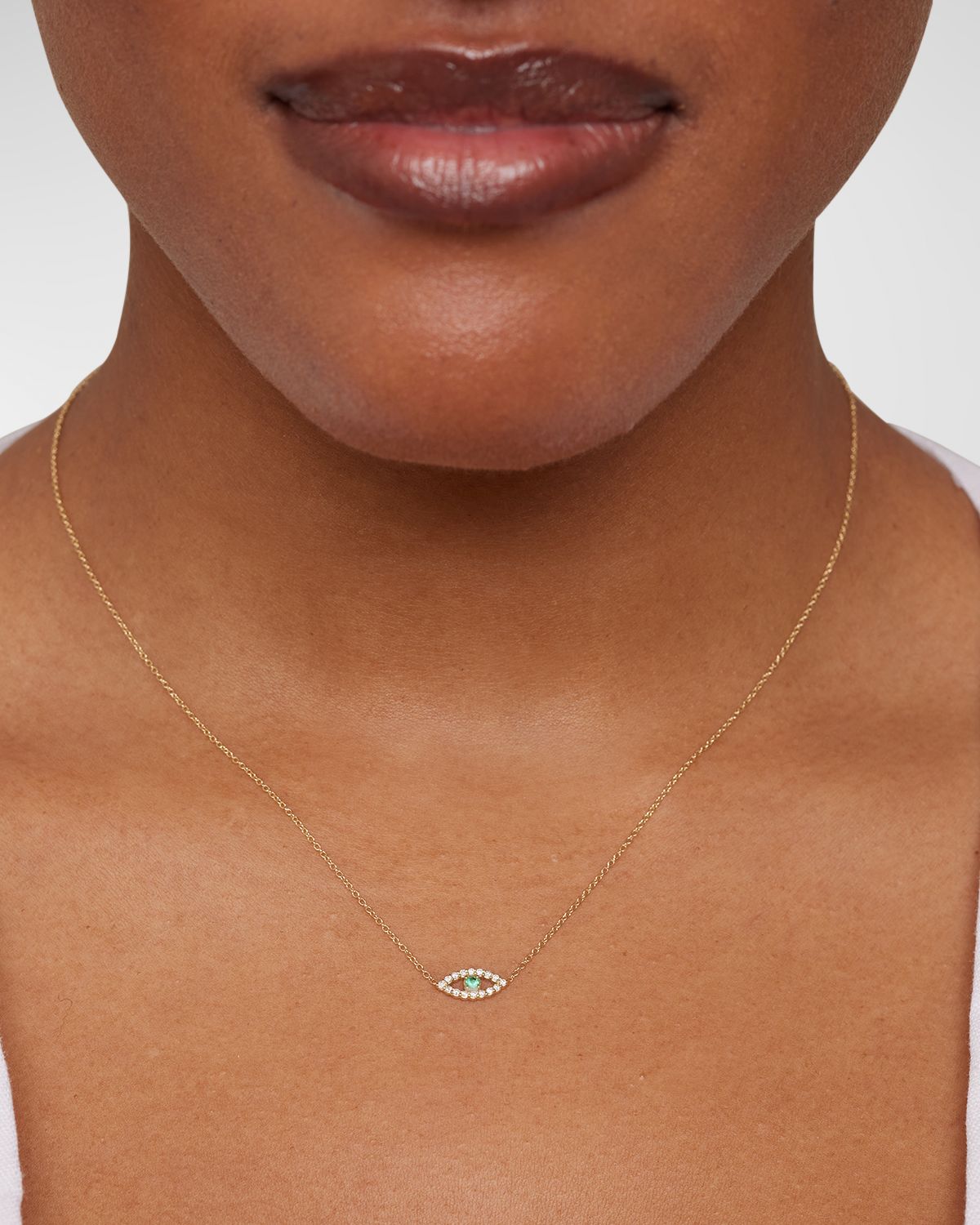 Jennifer Meyer Evil Eye Necklace with Emerald and Diamonds