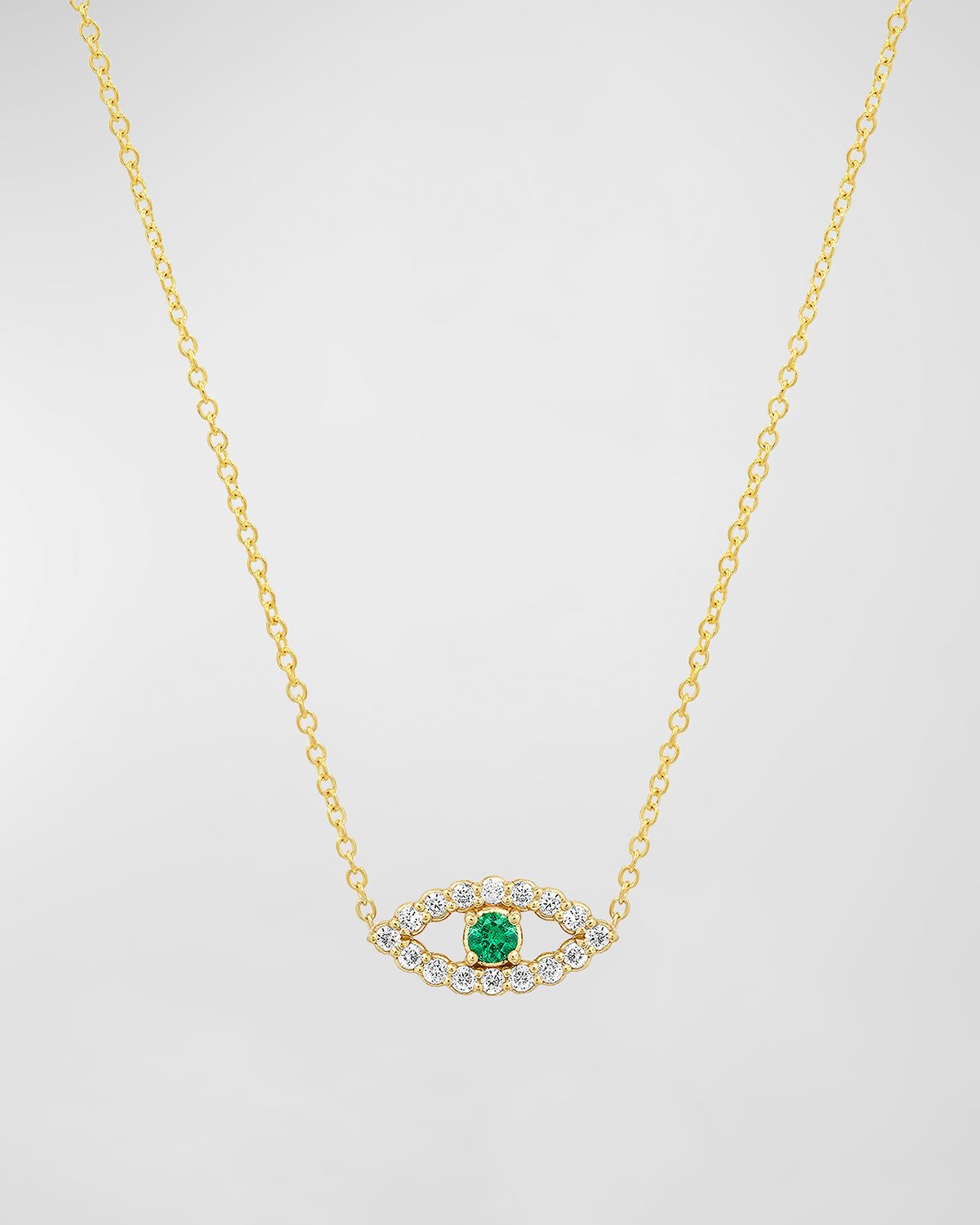 Jennifer Meyer Evil Eye Necklace with Emerald and Diamonds