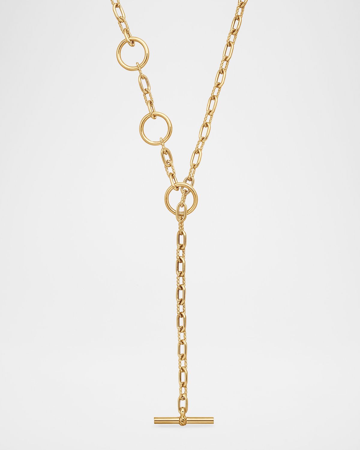 David Yurman DY Madison Three Ring Chain Necklace in 18K Gold, 3.9mm, 20"L