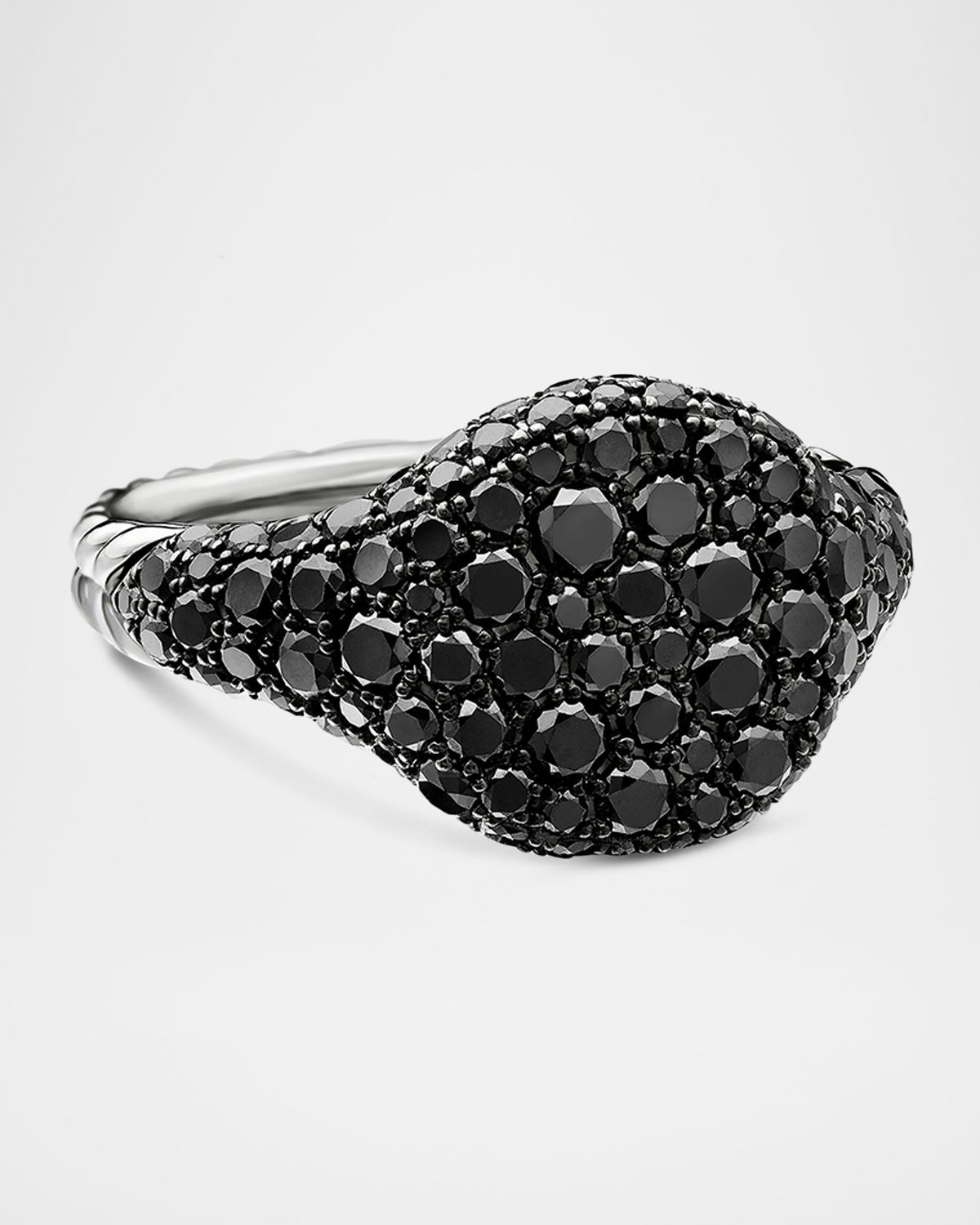 David Yurman Mini Chevron Pave Pinky Ring with Diamonds in 18K White Gold