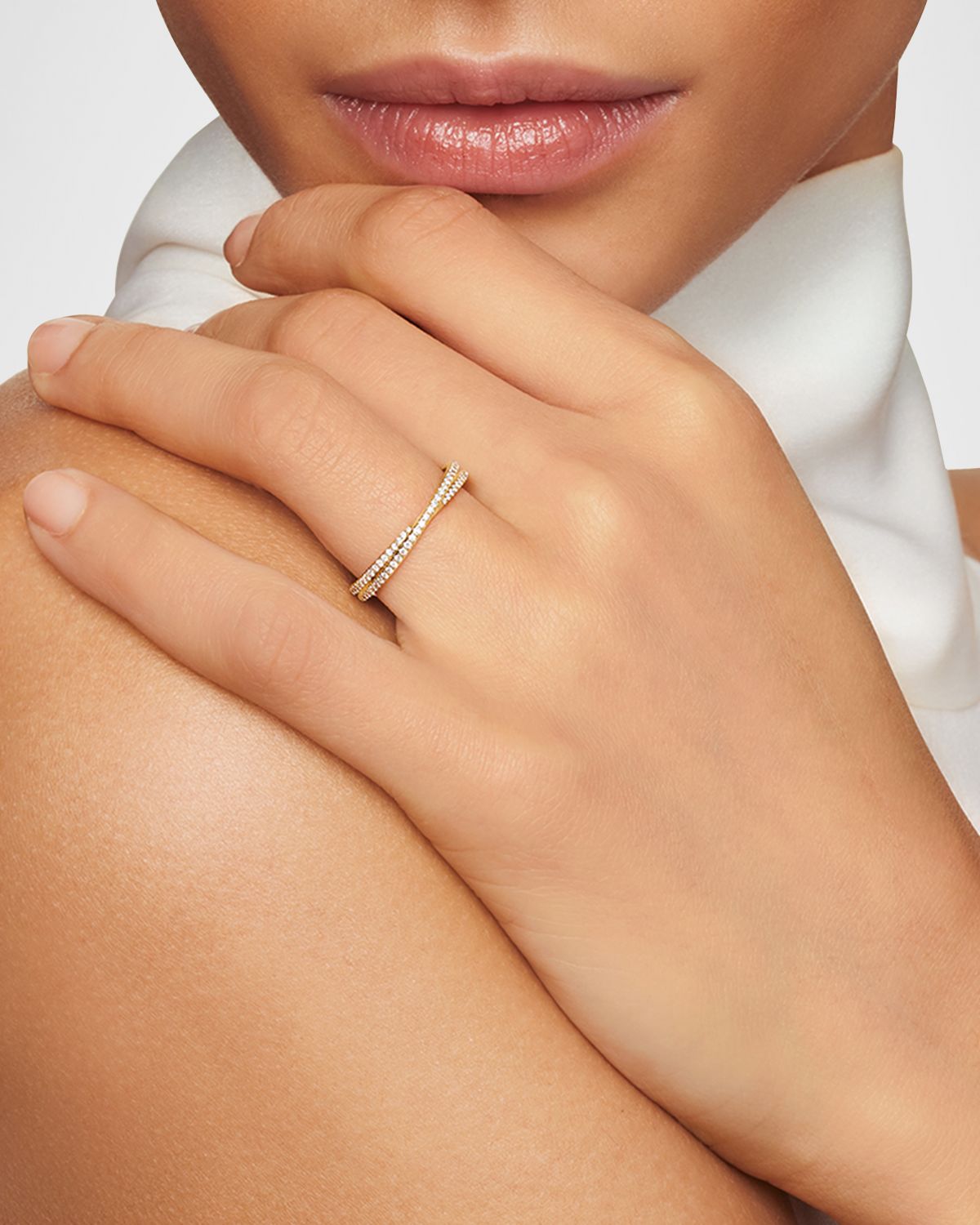 David Yurman 3.14mm DY Crossover Band Ring in 18K Gold