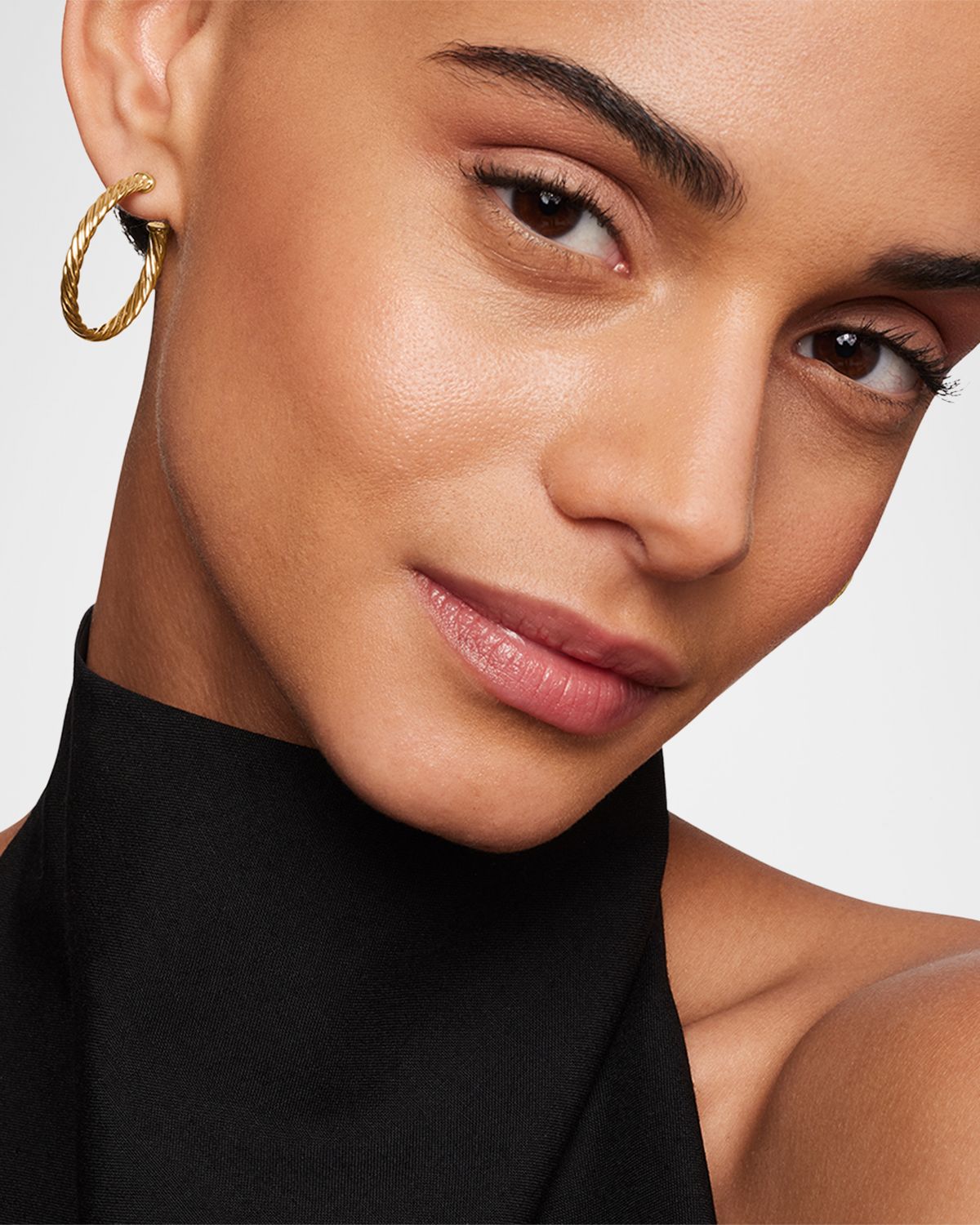 David Yurman Cablespira Hoop Earrings in 18K Gold, 1"L