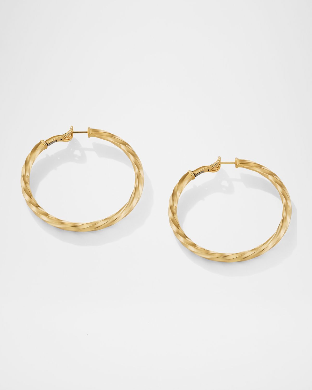 David Yurman Cable Edge Hoop Earrings in 18K Gold, 2"L