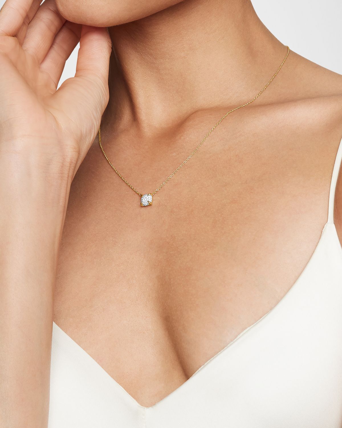 David Yurman Chatelaine Pendant Necklace in 18K Yellow Gold with Full Pave Diamonds, 7mm