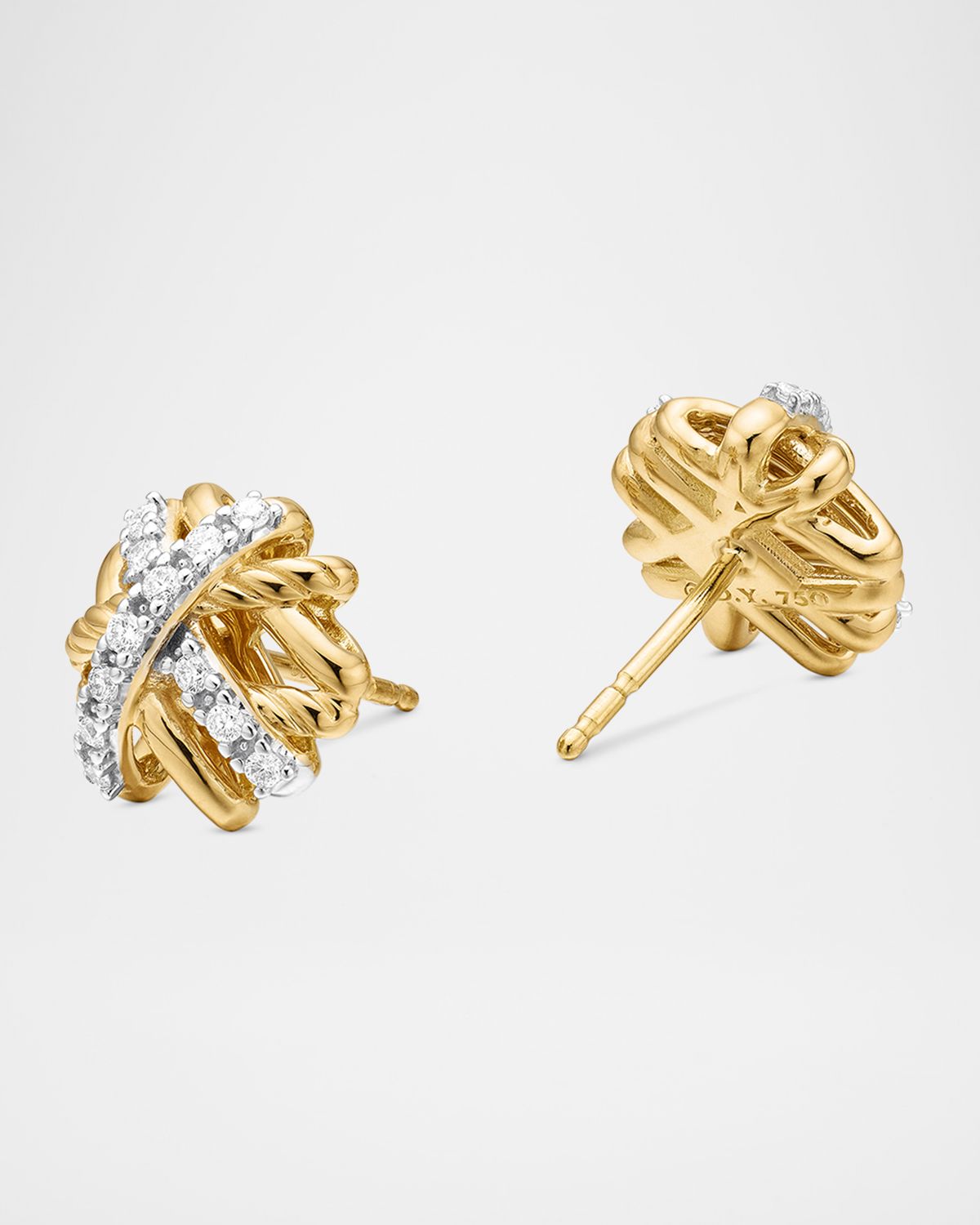 David Yurman Crossover Earrings with Diamonds in 18K Gold, 11mm