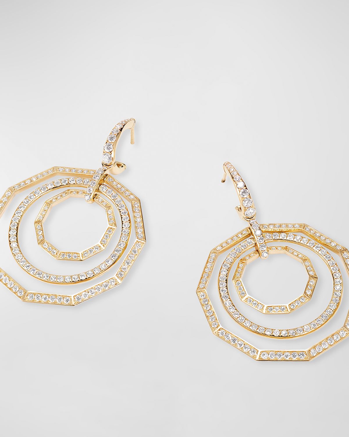 David Yurman Stax Drop Earrings with Diamonds in 18K Gold