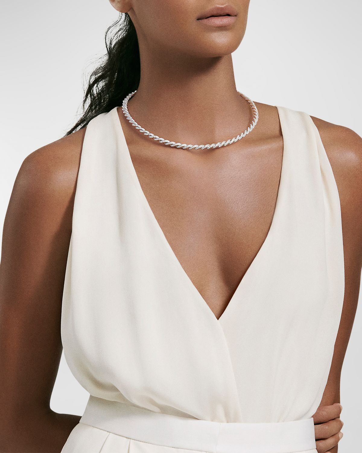 David Yurman Sculpted Cable Necklace in 18K Gold with Diamonds