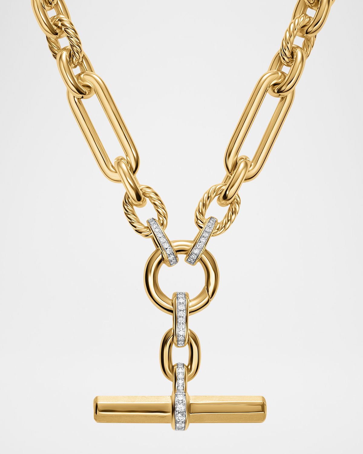 David Yurman Lexington Chain Necklace with Diamonds in 18K Gold, 9.8mm, 18"L