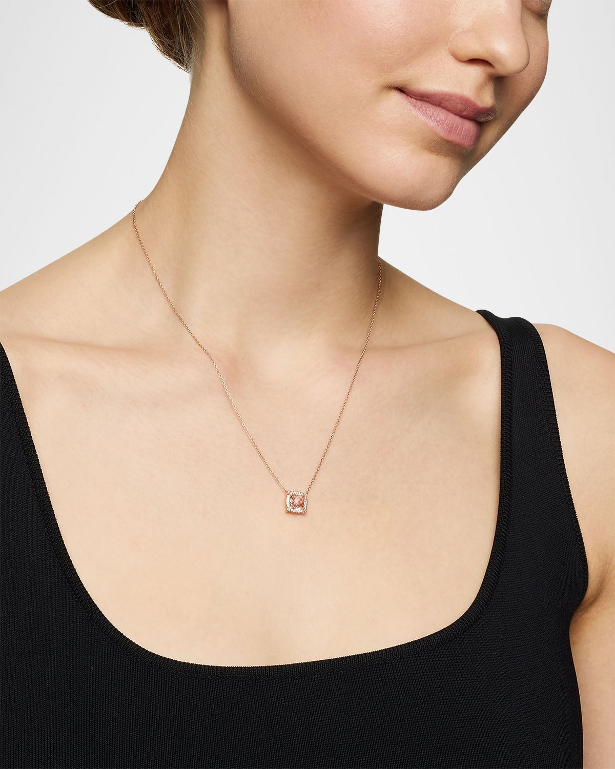 David Yurman Petite Chatelaine Pavé Bezel Pendant Necklace in 18K Gold