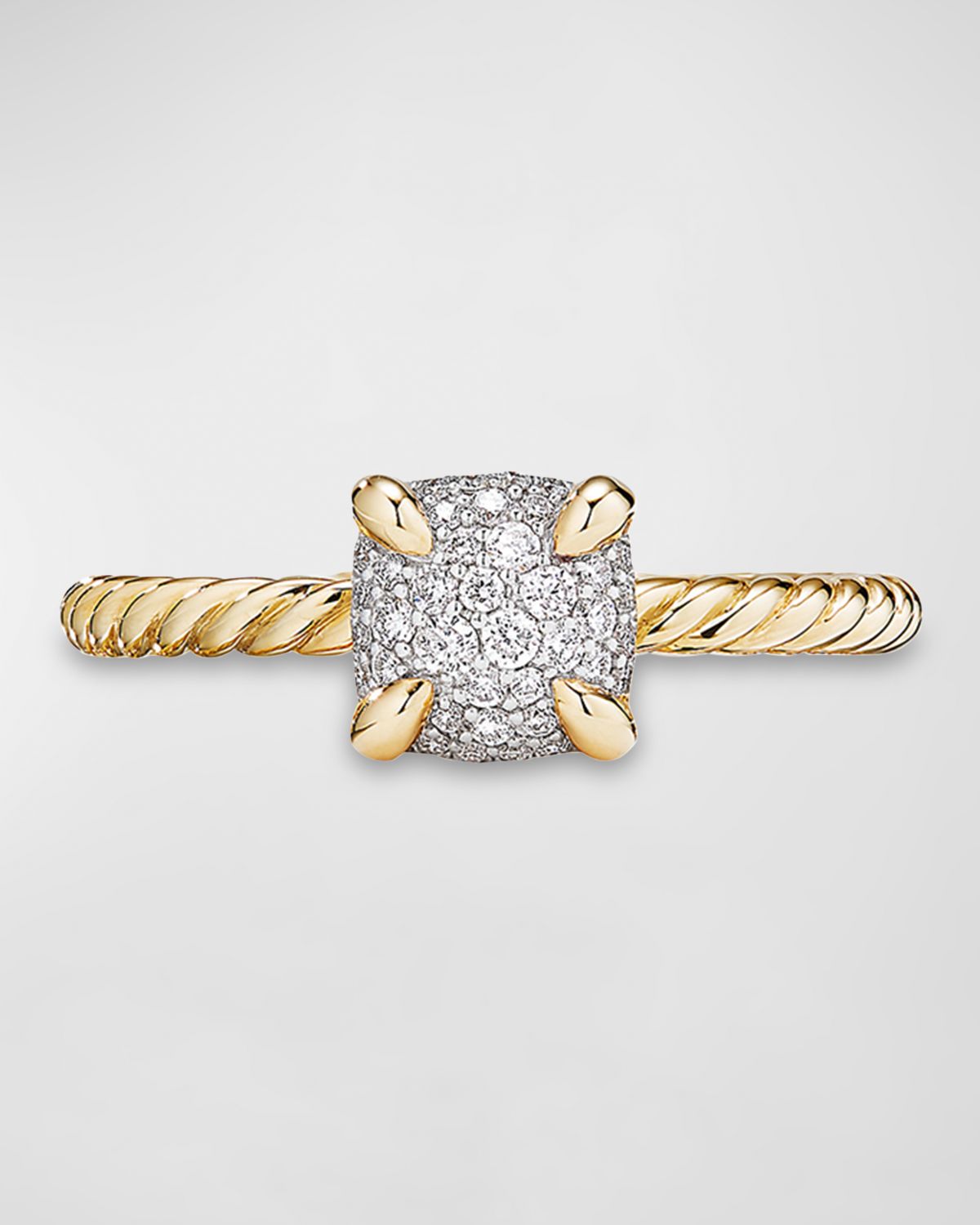 David Yurman Chatelaine Ring in 18K Yellow Gold with Full Pave Diamonds, Size 8