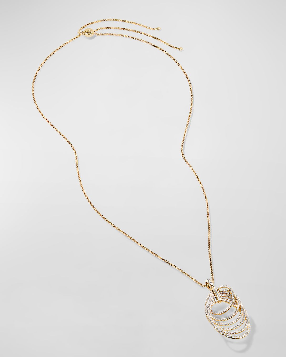 David Yurman DY Origami Pendant Necklace with Pave Diamonds in 18K Gold, 32"L