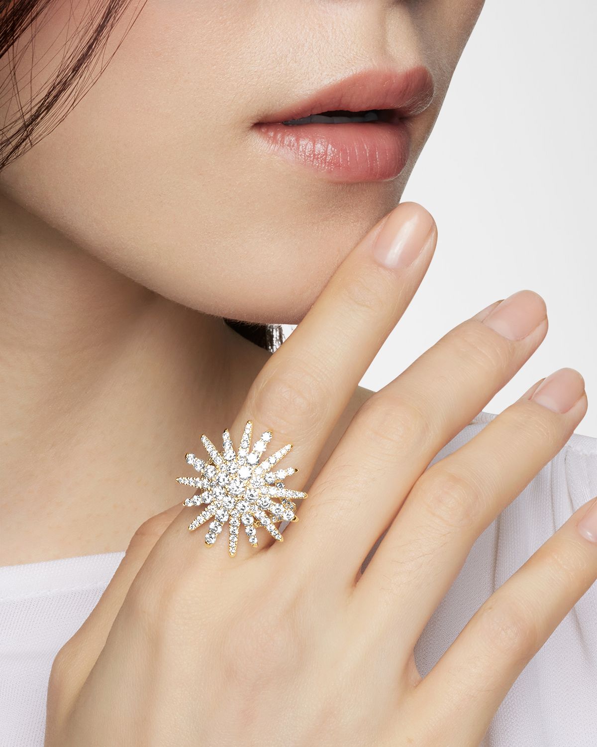 David Yurman Starburst Ring with Diamonds in 18K Gold, 28mm