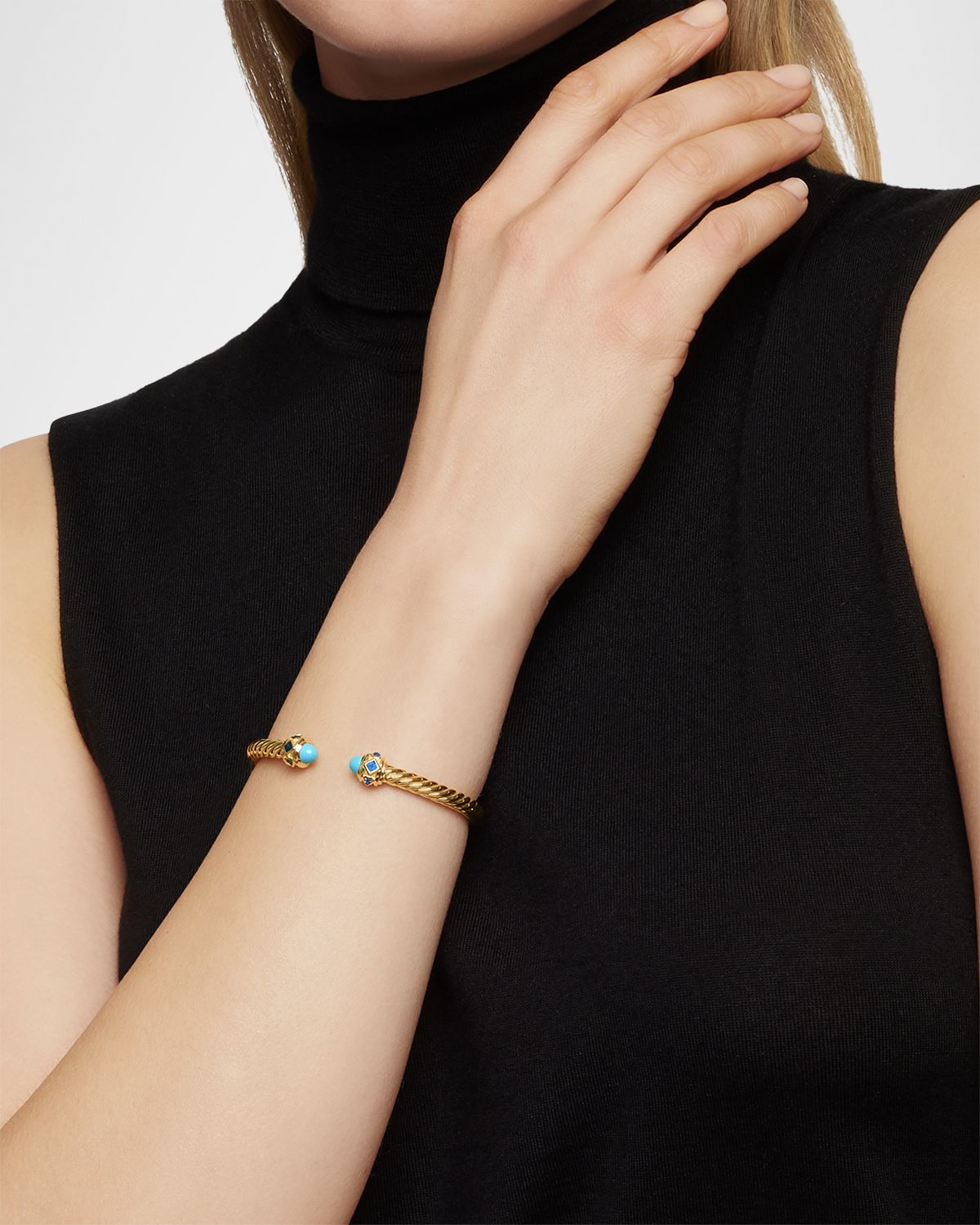 David Yurman Renaissance Cable Bracelet with Gemstones in 18K Gold, 5mm