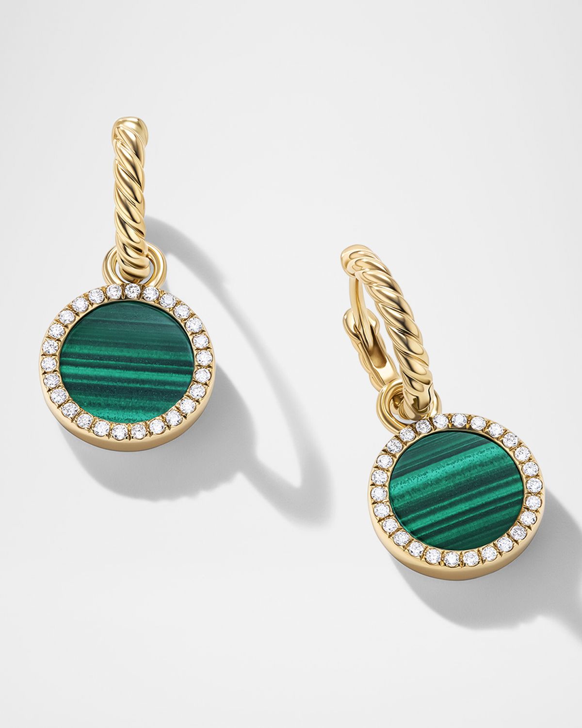 David Yurman DY Elements Drop Earrings with Gemstone and Diamonds in 18K Gold, 11mm, 0.9"L