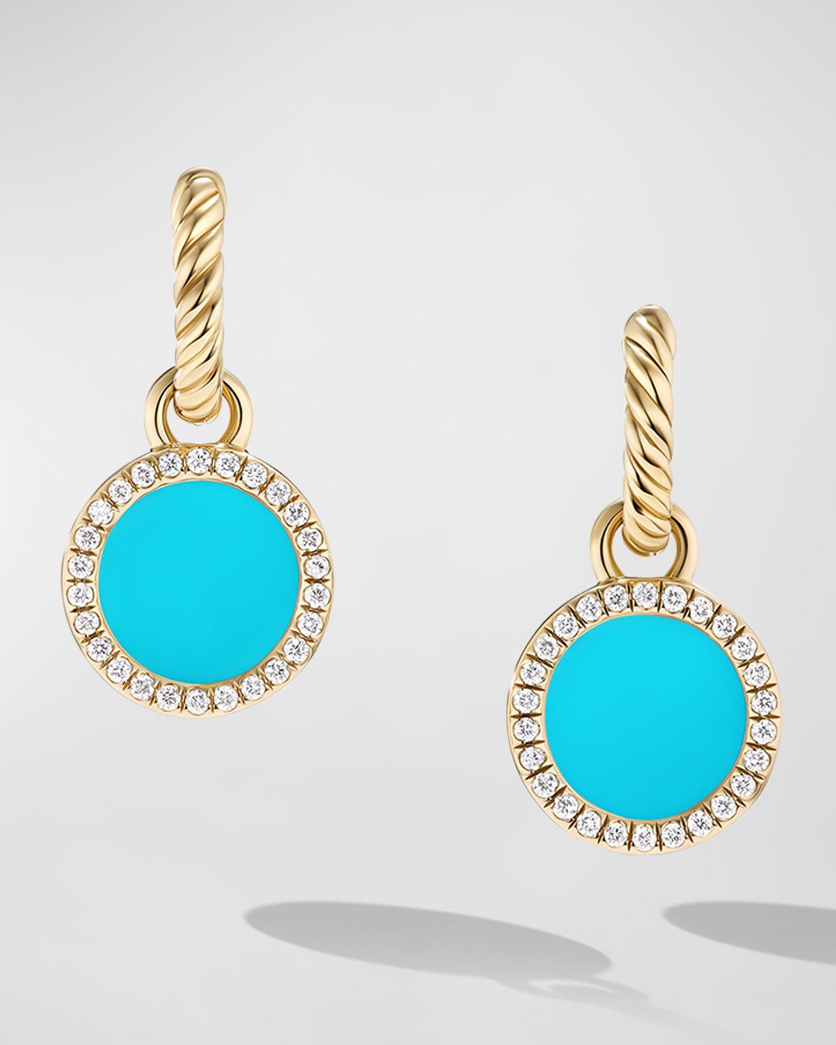 David Yurman DY Elements Drop Earrings with Gemstone and Diamonds in 18K Gold, 11mm, 0.9"L
