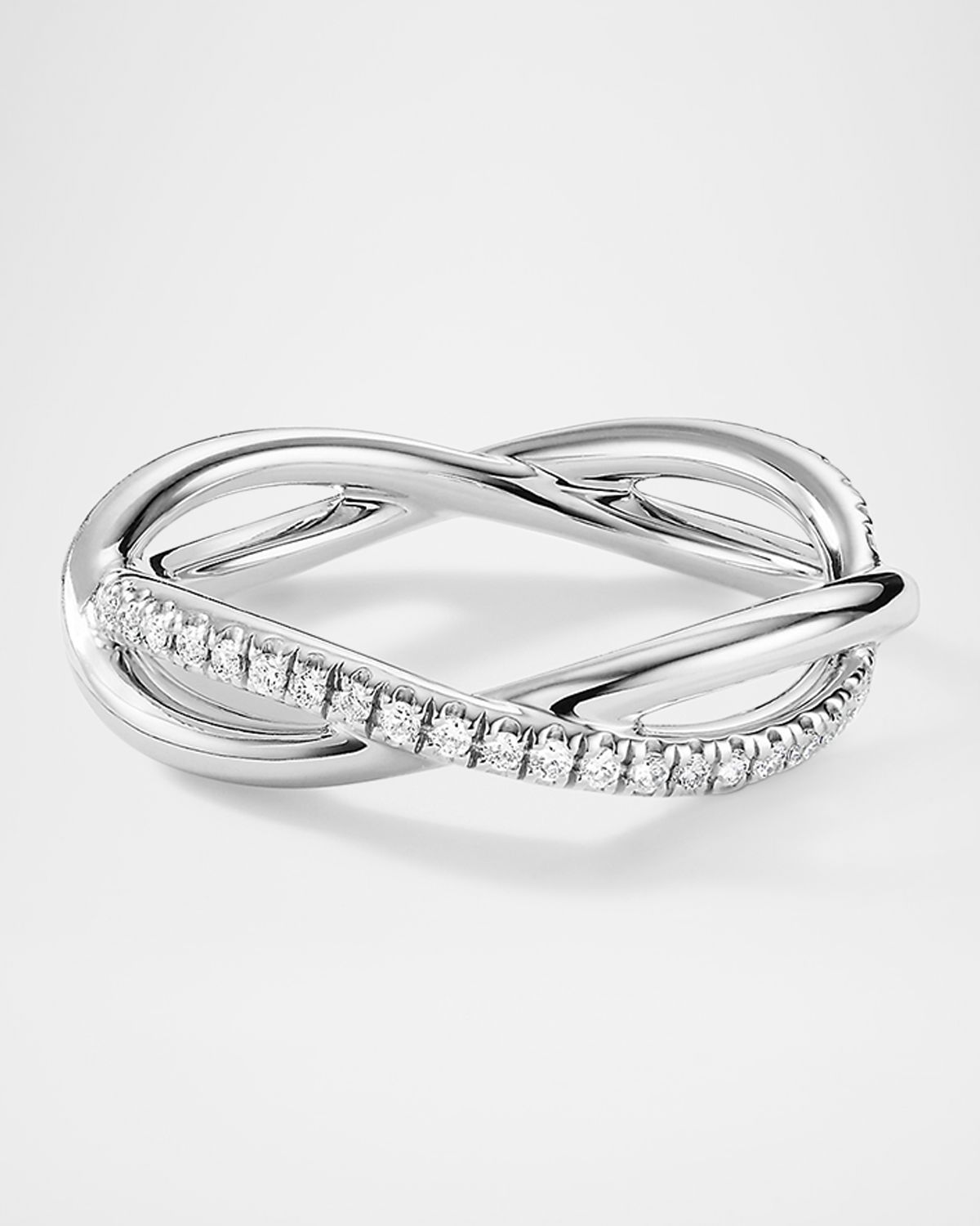 David Yurman DY Infinity Band Ring with Diamonds in Platinum, 4.18mm