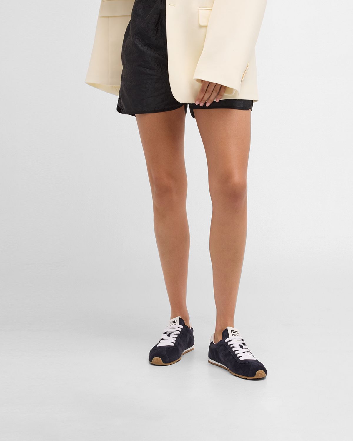 Miu Miu Suede Bicolor Retro Trainer Sneakers