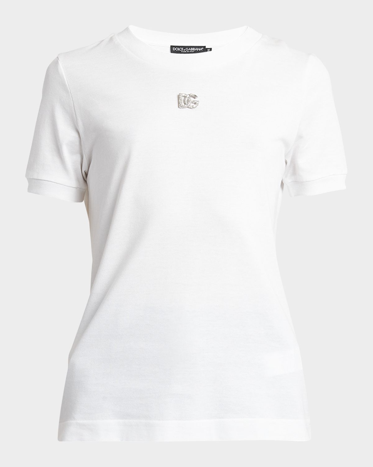 Dolce & Gabbana Cotton T-Shirt with Strass Crystal Logo