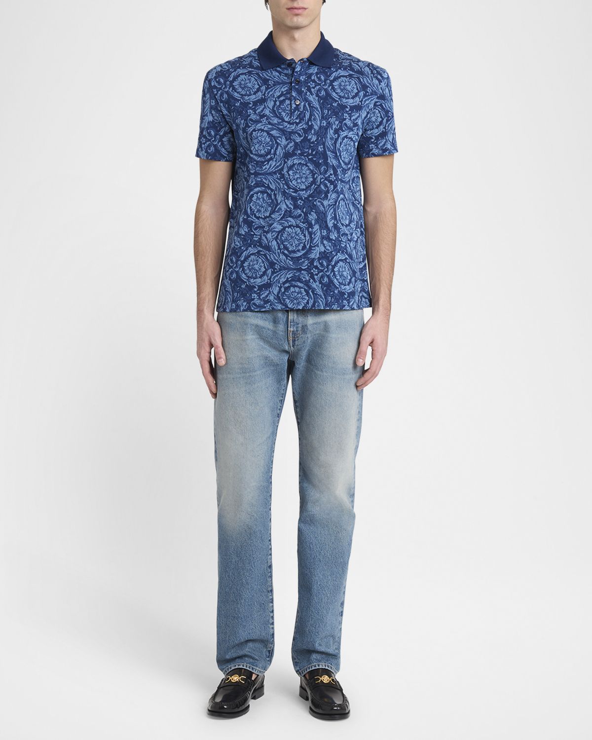 Versace Men 's Iconic Barocco Pique Polo Shirt