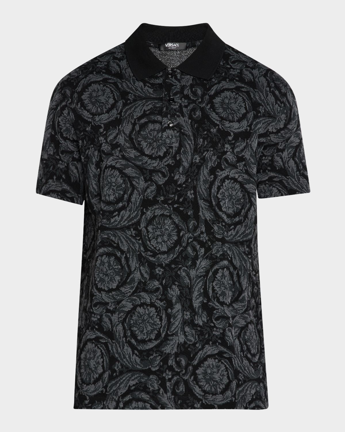 Versace Men 's Iconic Barocco Pique Polo Shirt