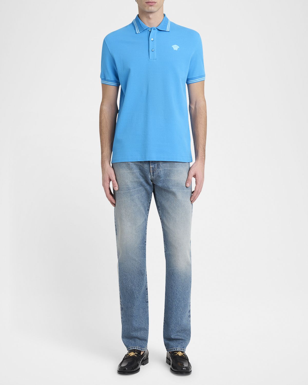 Versace Men 's Pop Medusa Tipped Polo Shirt