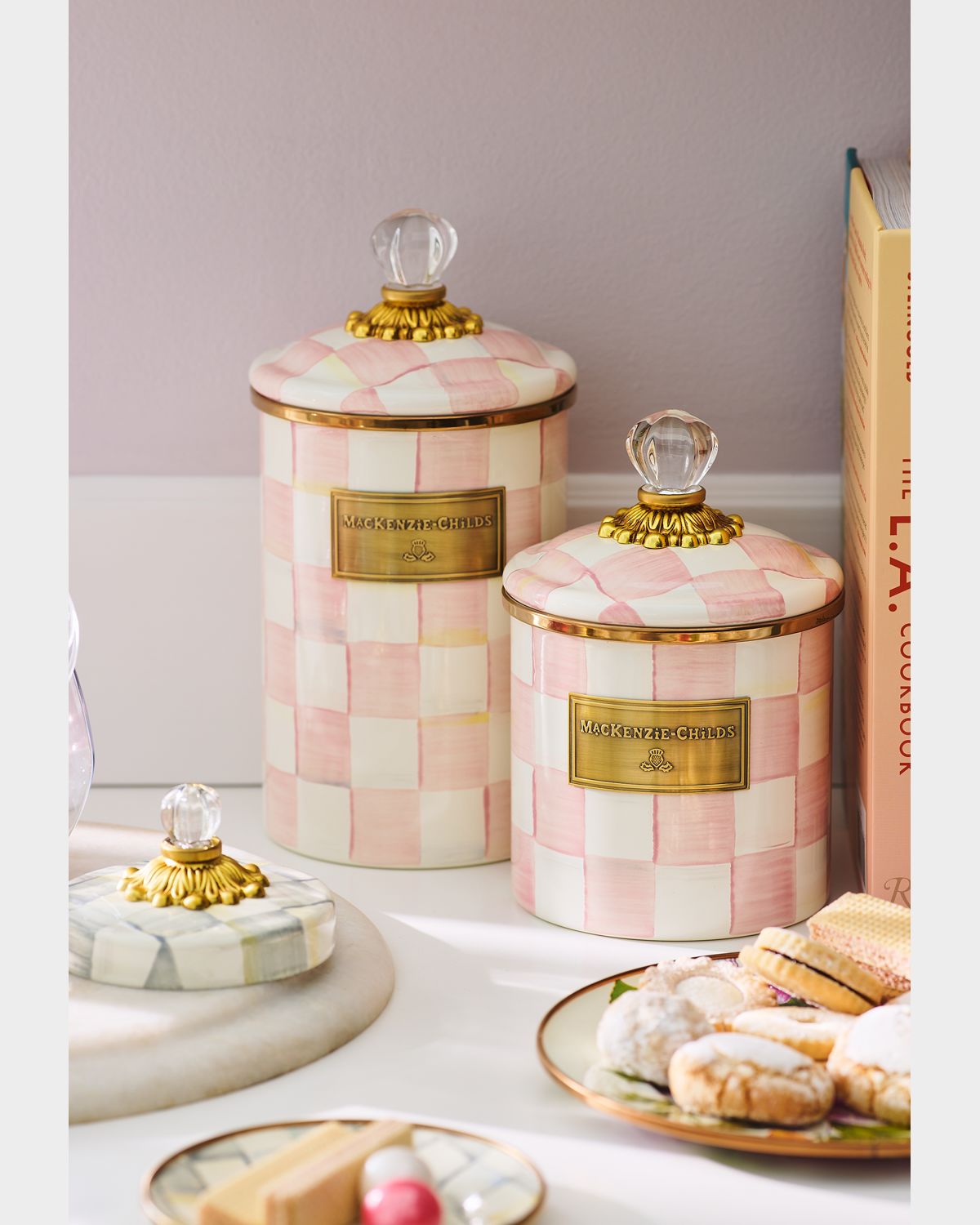 MacKenzie-Childs Rosy Check Enamel Canister