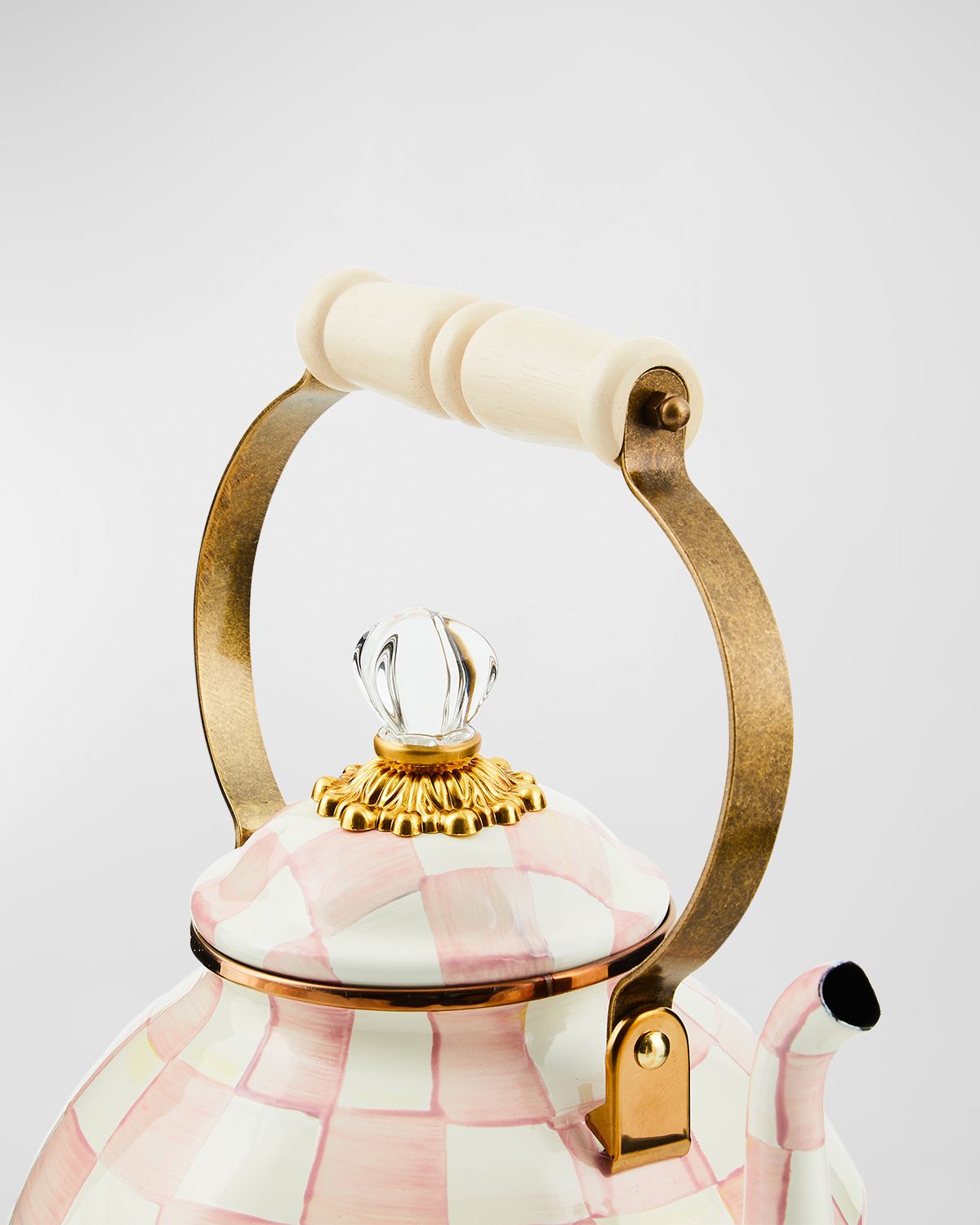 MacKenzie-Childs Rosy Check Enamel Tea Kettle, 3qt.