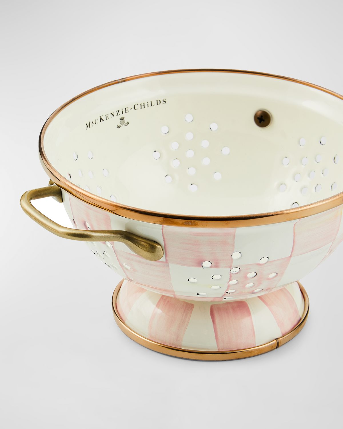 MacKenzie-Childs Rosy Check Enamel Colander, Small