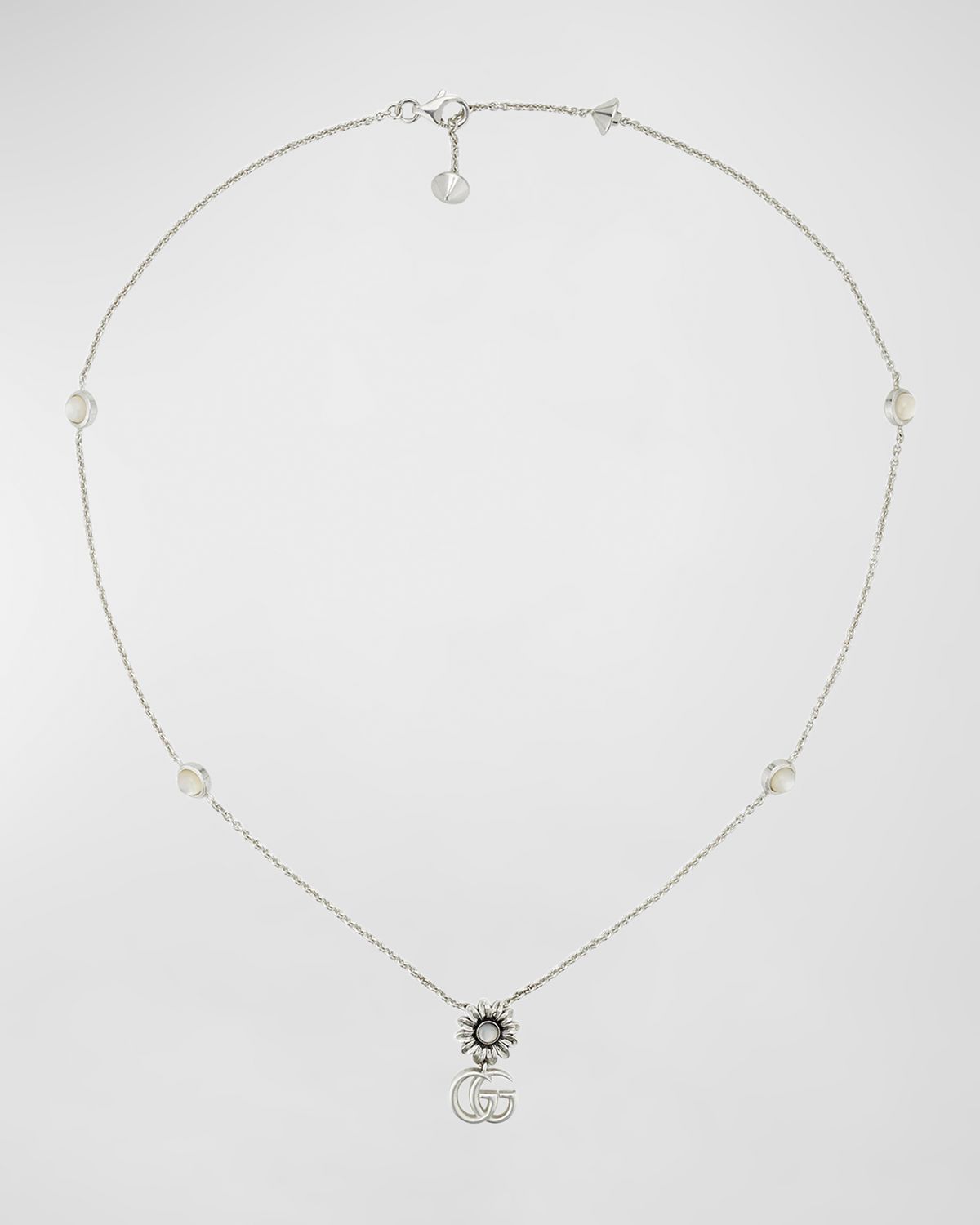 Gucci GG Marmont Flower Sterling Silver & Pearl Necklace
