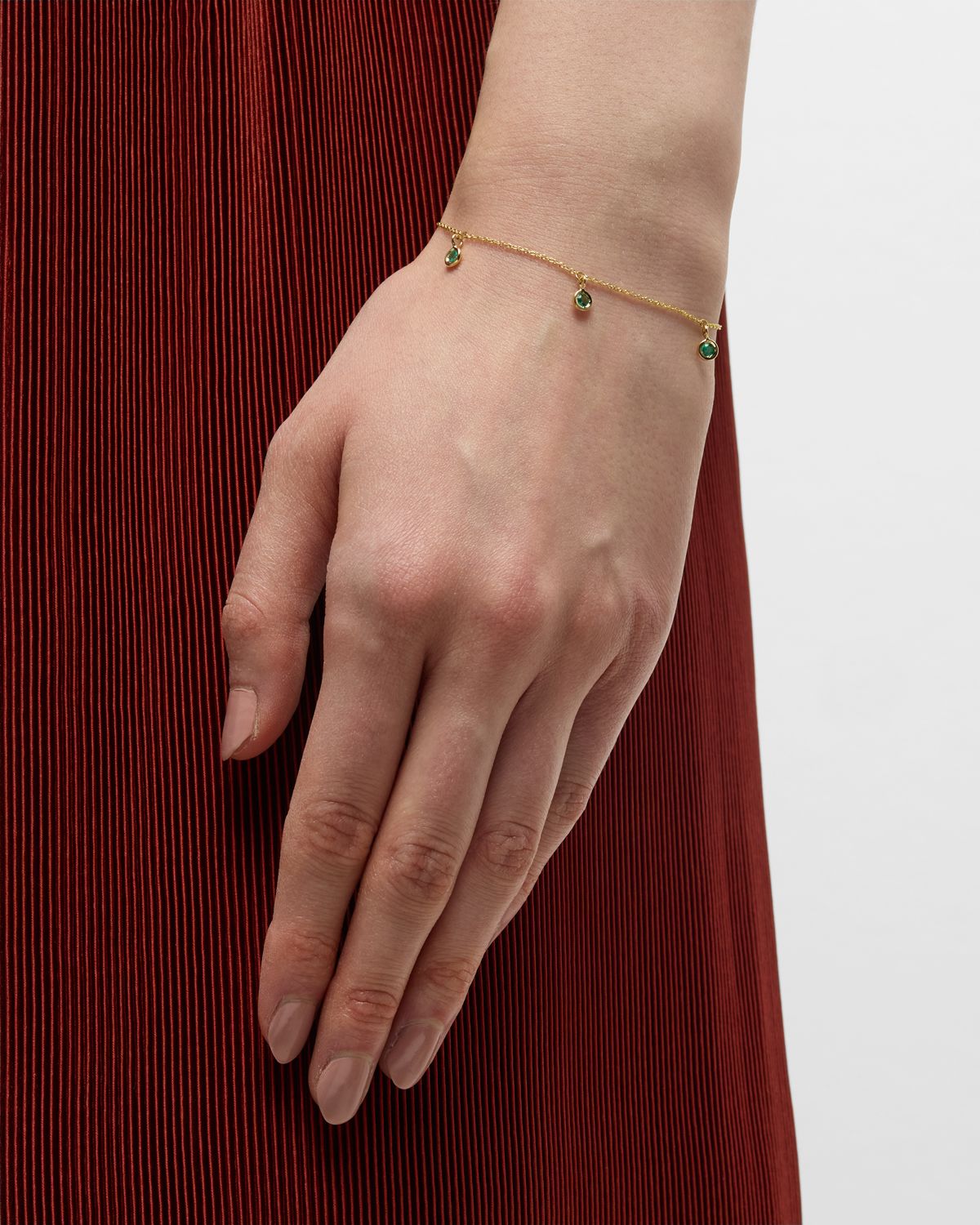 Roberto Coin 18K Yellow Gold Emerald 5 Station Bracelet