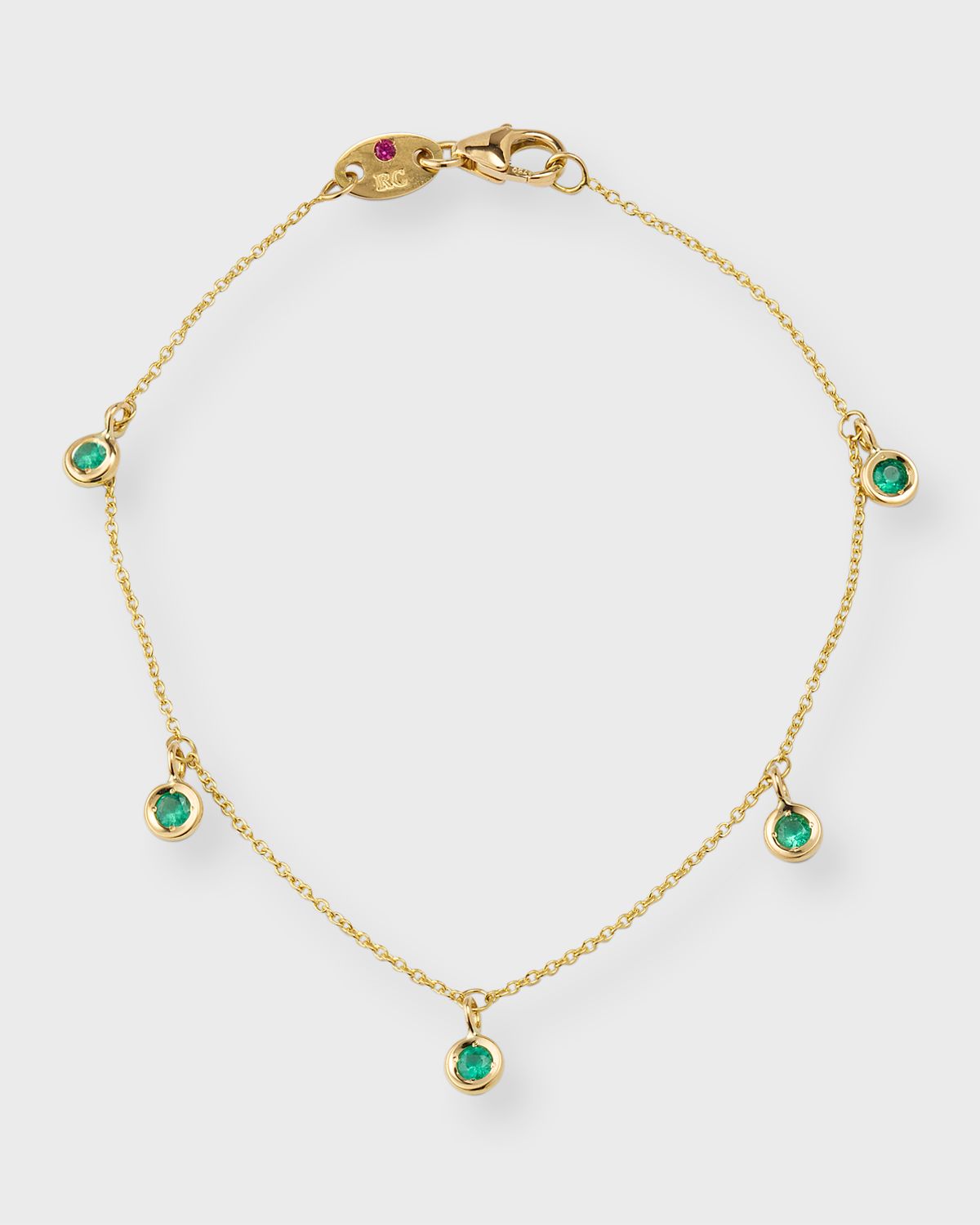 Roberto Coin 18K Yellow Gold Emerald 5 Station Bracelet