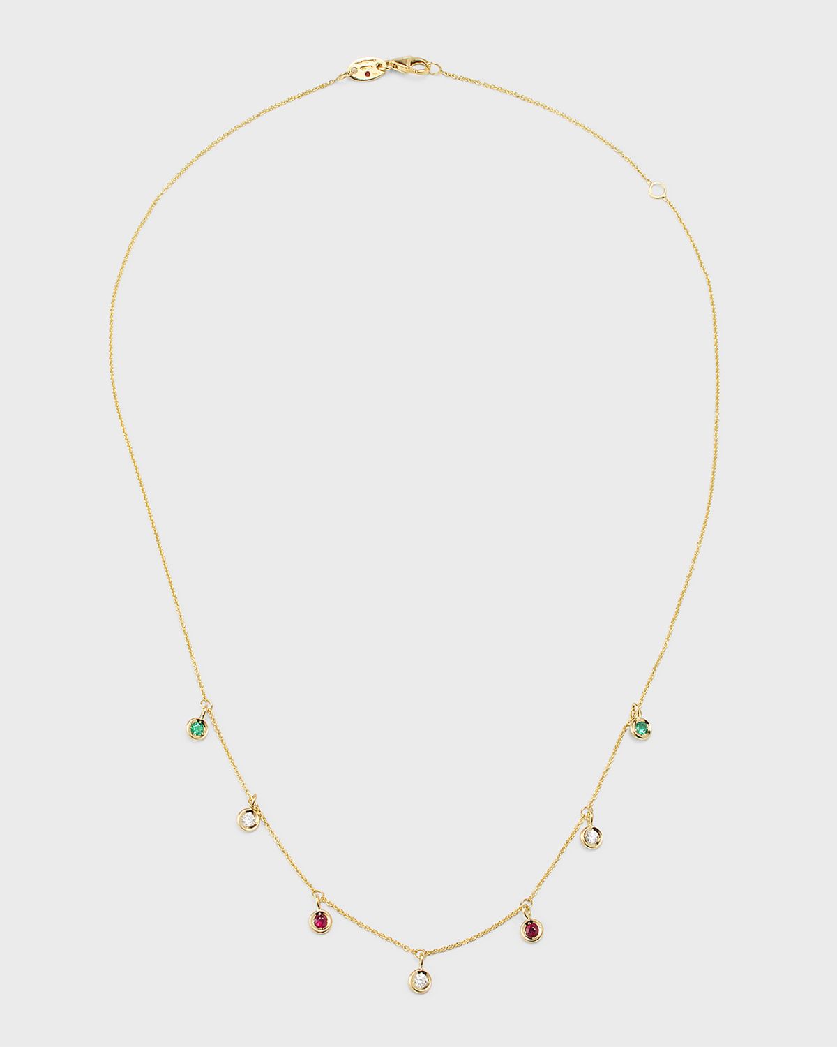 Roberto Coin 18K Yellow Gold Ruby, Emerald and Diamond 7 Dangle Necklace